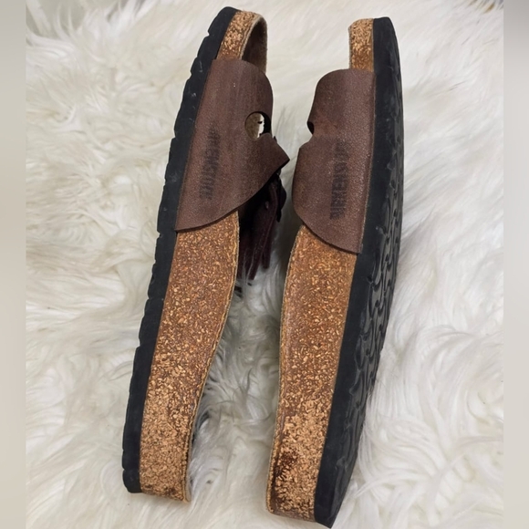 Birkenstock Leather Slip On Sandals Size 38🌴✌️ - Picture 5 of 11